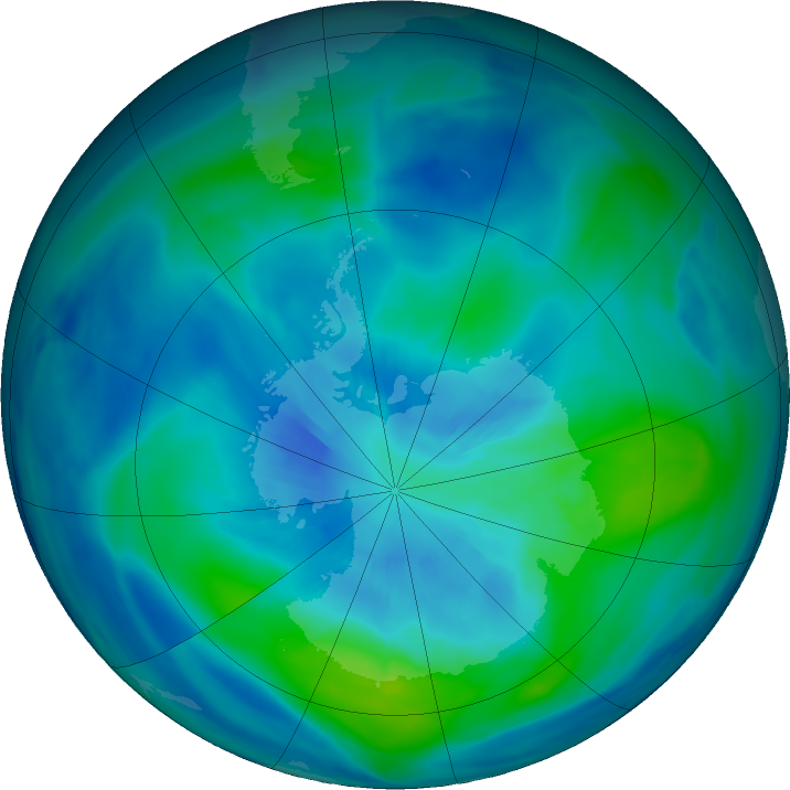 Antarctic ozone map for 27 March 2022